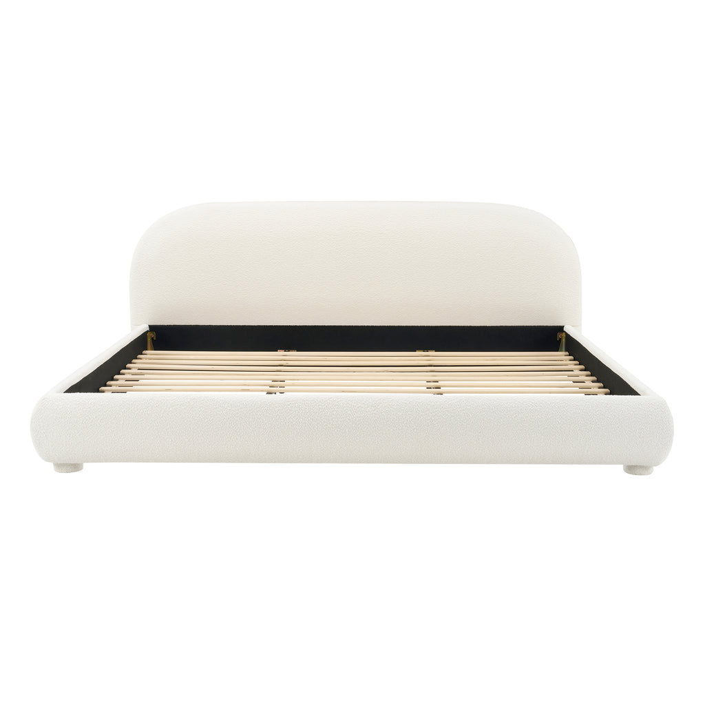 Cream Style Fabric Upholstered Bed