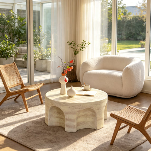 MgO Modern Minimalist Round Accent Coffee Table