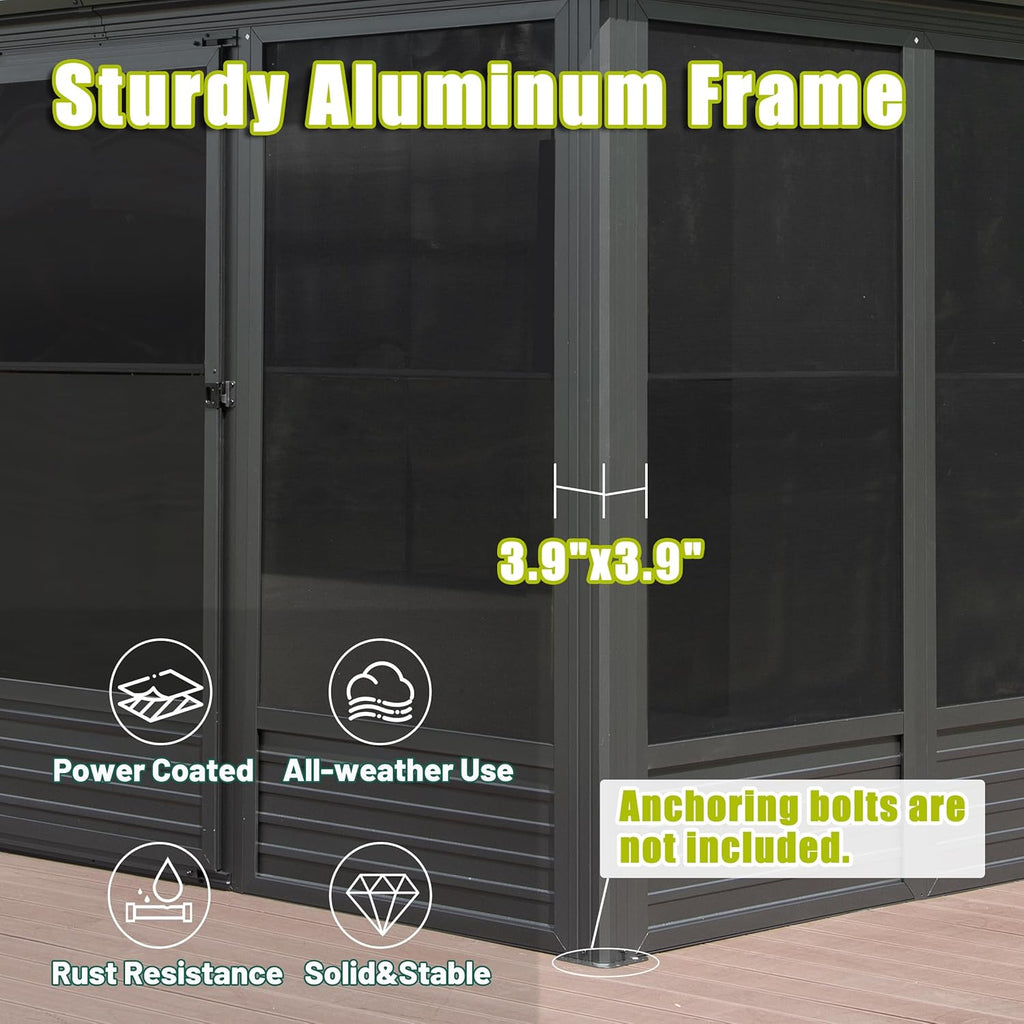 11.2x14.6FT Sunroom Aluminum Hardtop Gazebo