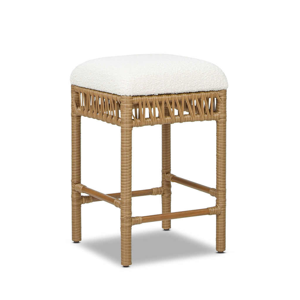 Lucia Backless Upholstered Counter Stool, 25.5-Inch, White Boucle