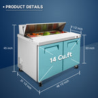 Orikool 48 IN Commercial Refrigerators Sandwich Prep Table
