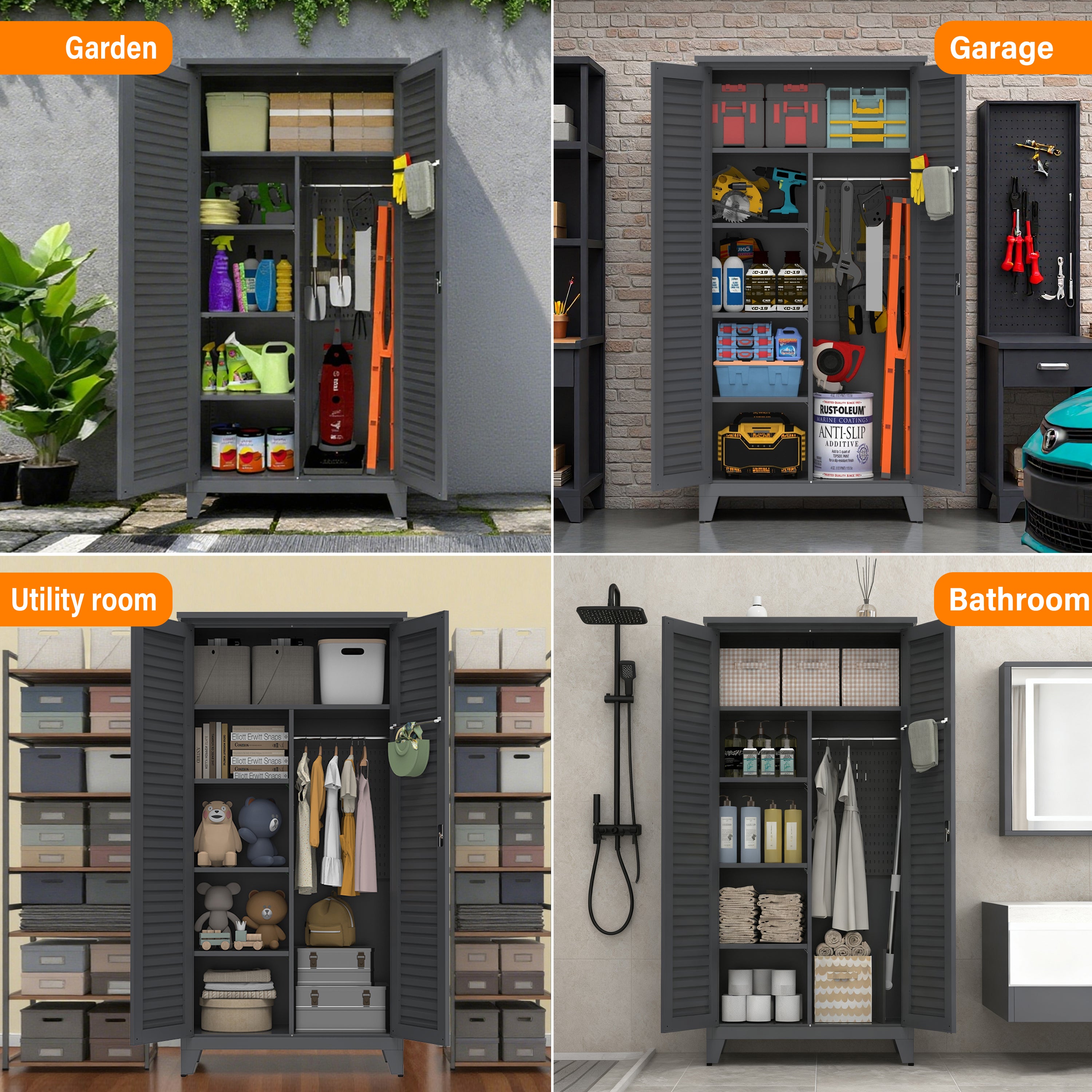 73" Tall Metal Tool Storage Cabinet