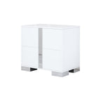 Elegant Nightstand with Metal Foot, Mirrored Bedside Table