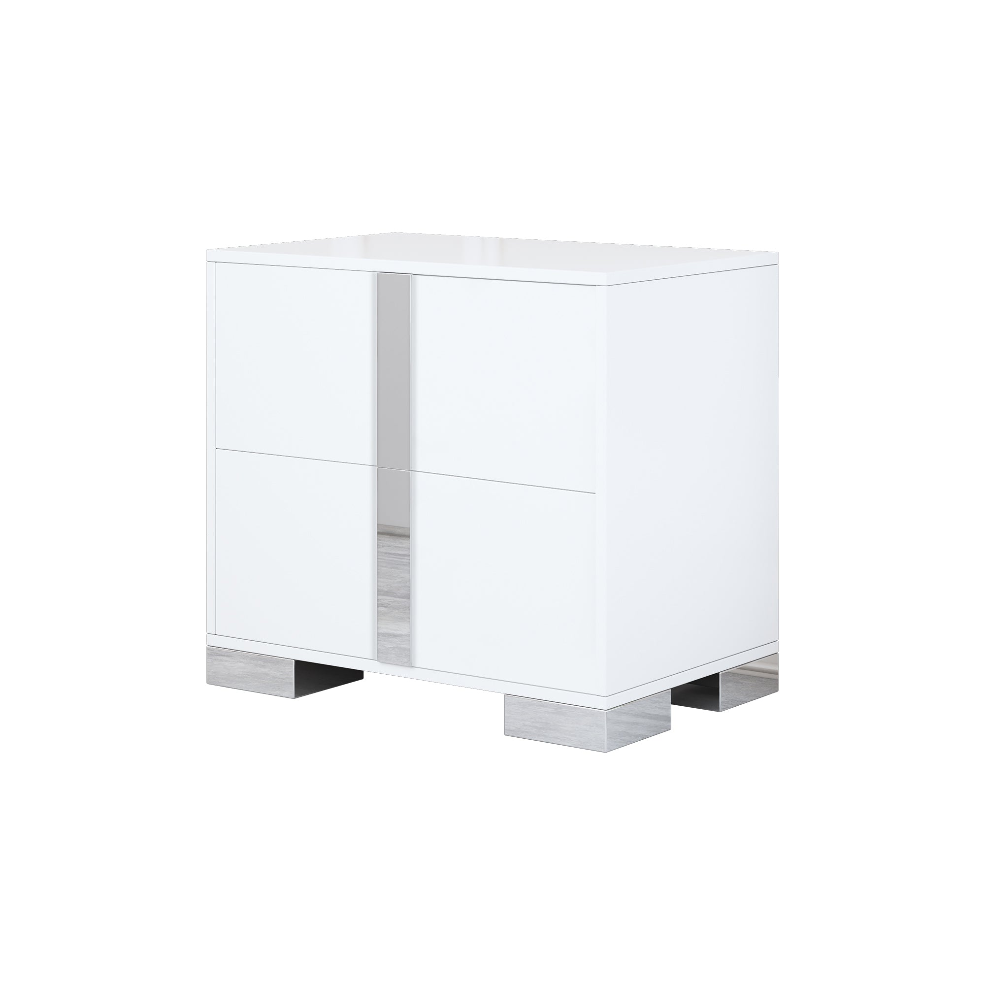 Elegant Nightstand with Metal Foot, Mirrored Bedside Table