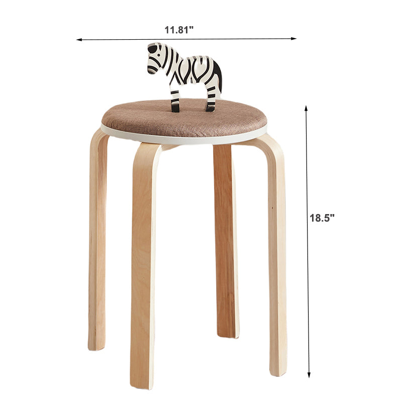 Set of 4 Stackable Stools, Round Backless Chairs for Dining Room, Kitchen