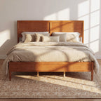 King Size Wood Platform Bed Frame with Classic Panel Headboard