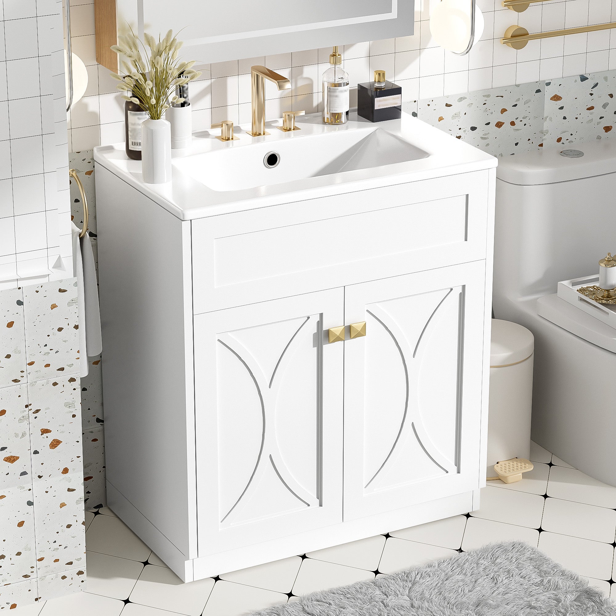 30'' Bathroom Vanity with Ceramic Sink Combo