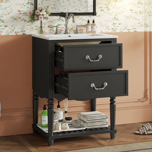 24" Bathroom Vanity with Ceramic Sink