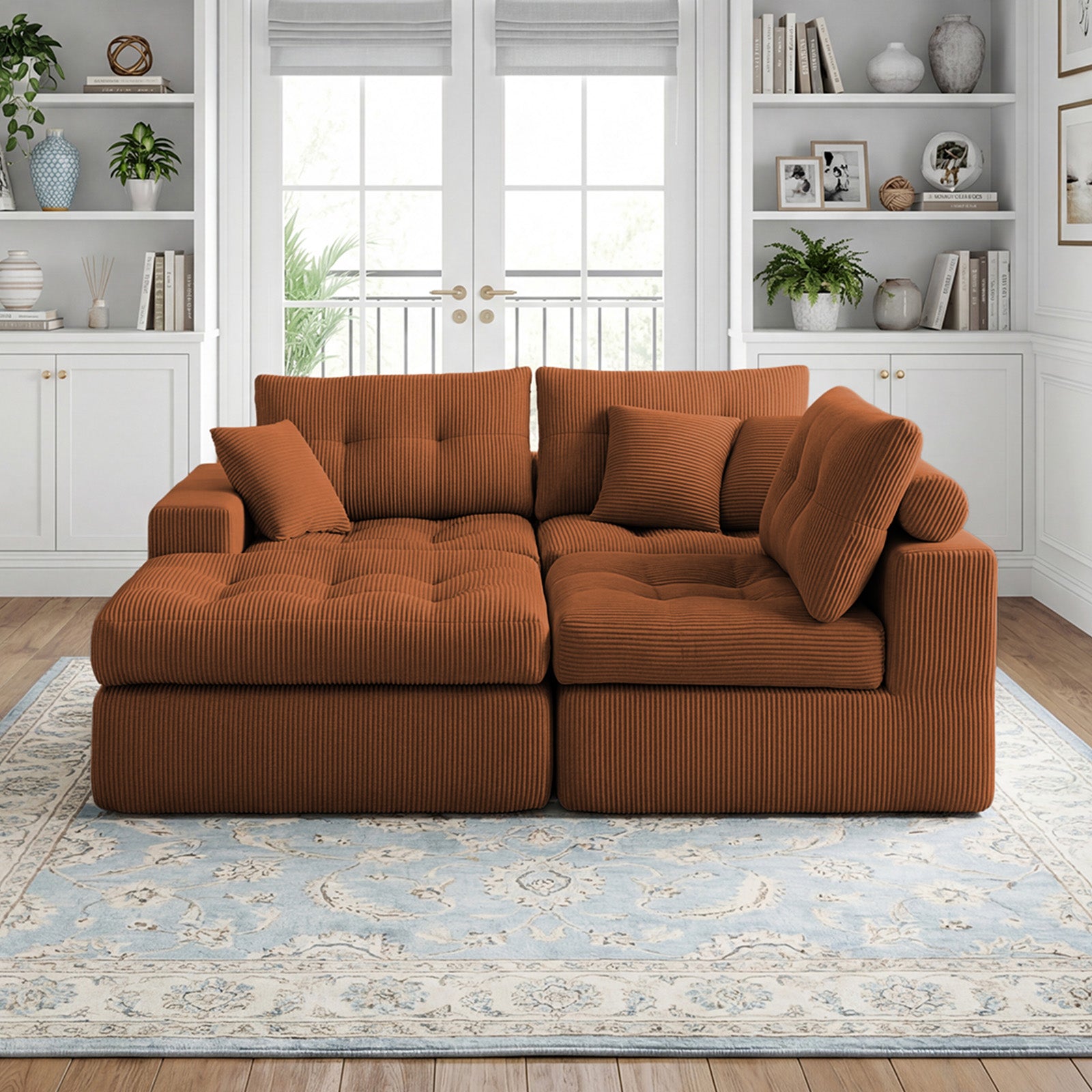 Corduroy Corner Chaise Compression Sofa Bed