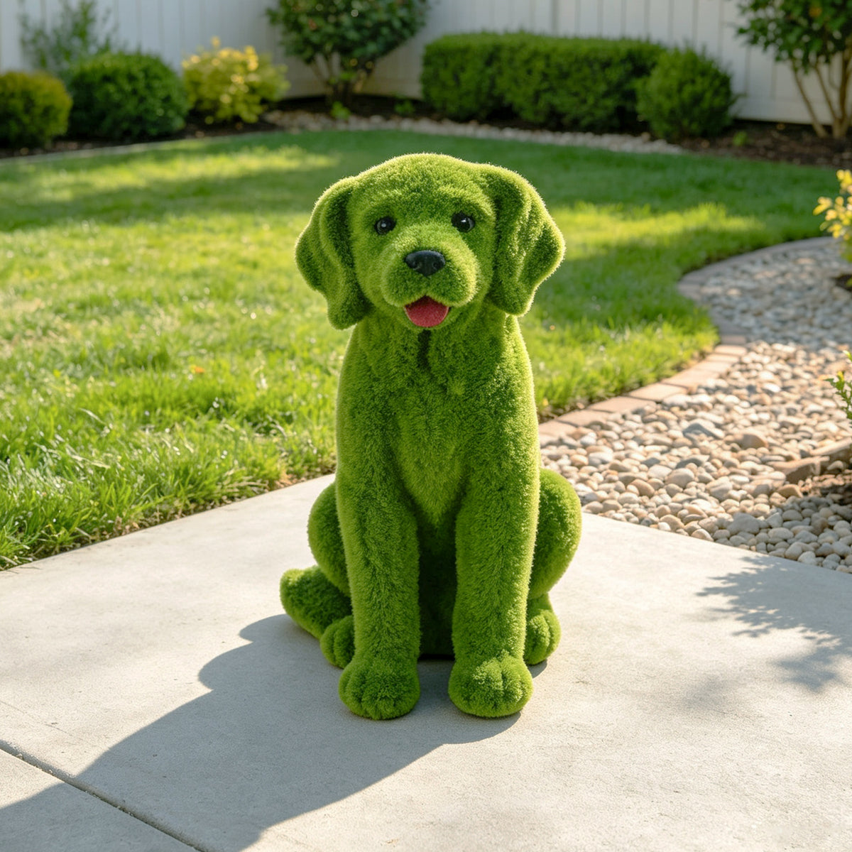 Flocked Dog Garden Statue - 13.78" Resin Figurine
