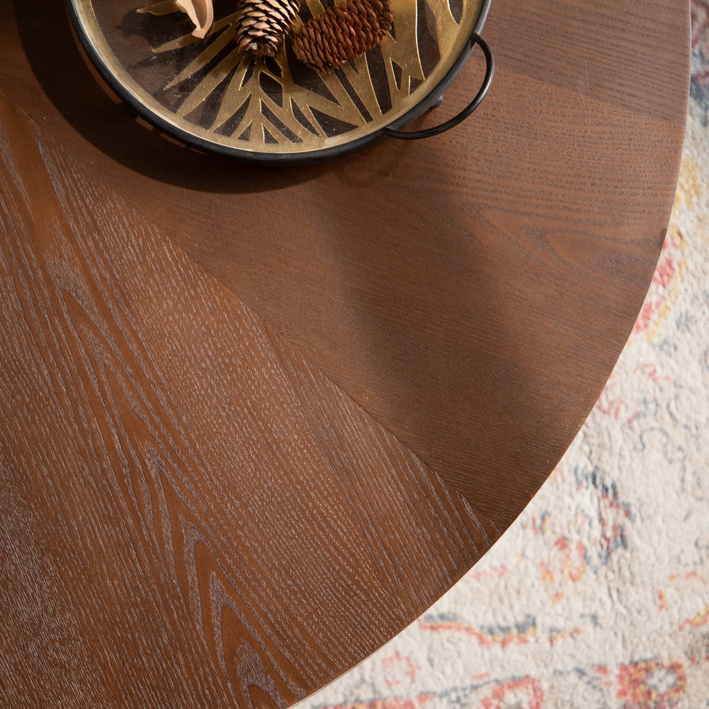 38.97" Round Handcrafted Relief Coffee Table