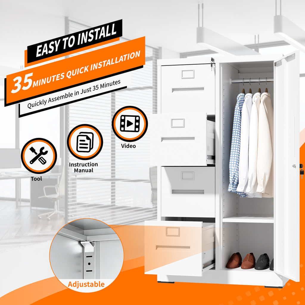 Metal Storage Vertical Filing Cabinet with Lock