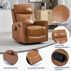 Genuine Leather Heat Massage Manual Recliner Chair