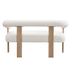 Round Armrest Loveseat (Beige + Natural)