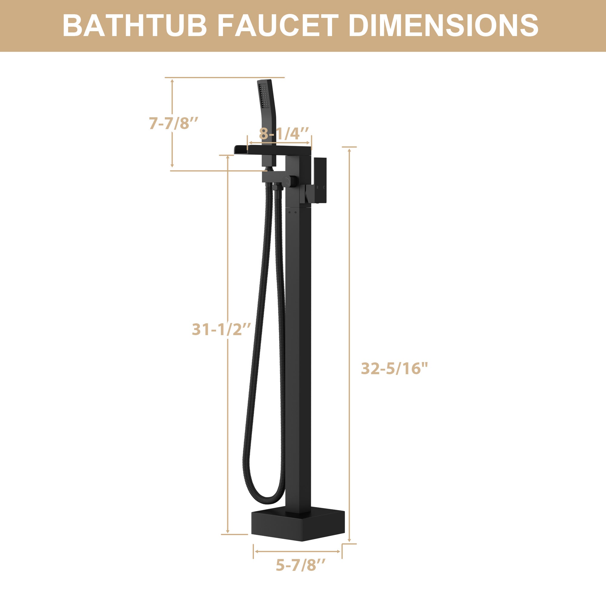 Freestanding Bathtub Faucet Waterfall Tub Filler Matte