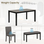 6-Piece Dining Table Set with Bench and Chairs