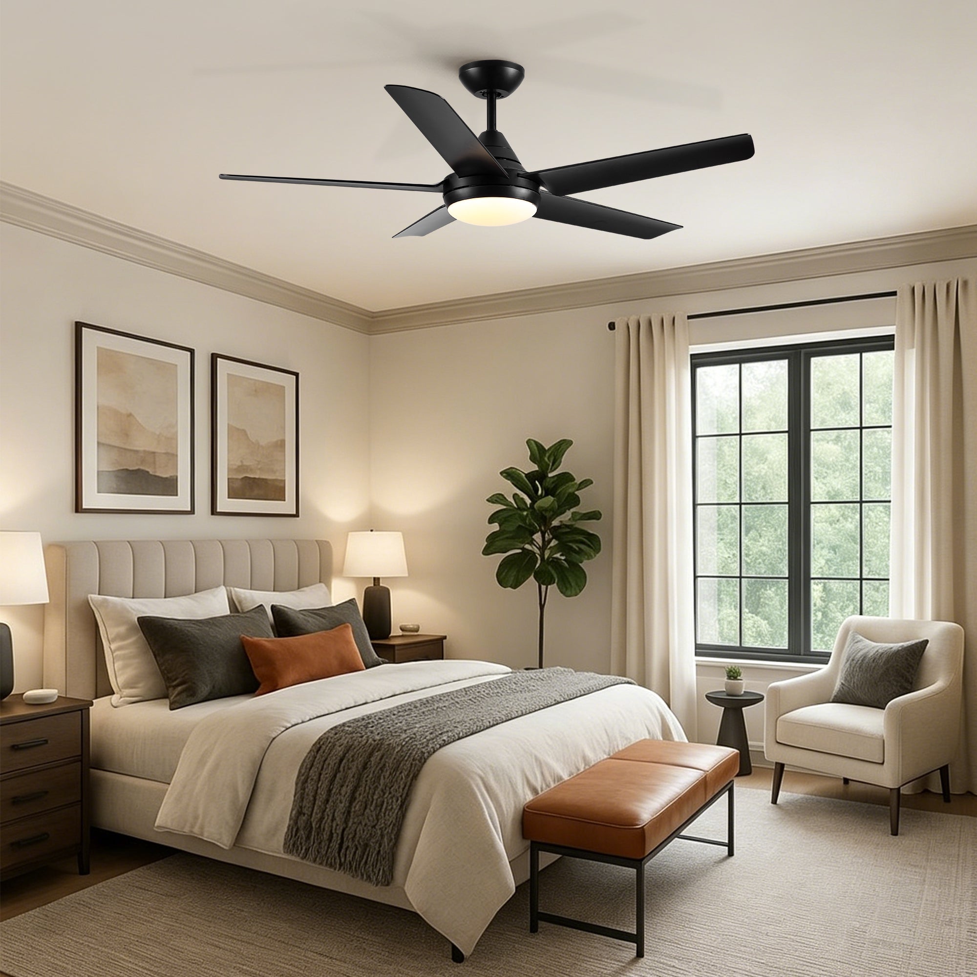 48" Ceiling Fan with Lights and Remote Control, Matte