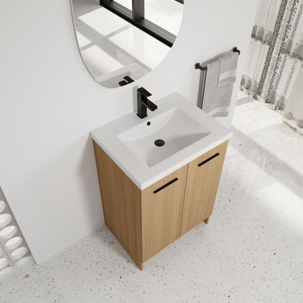 24" Freestanding Bathroom Vanity with Resin Sink