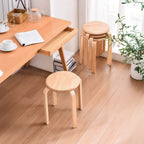 Stackable Bentwood Stool Set of 4, 18" Round Stacking Backless Nesting Stools