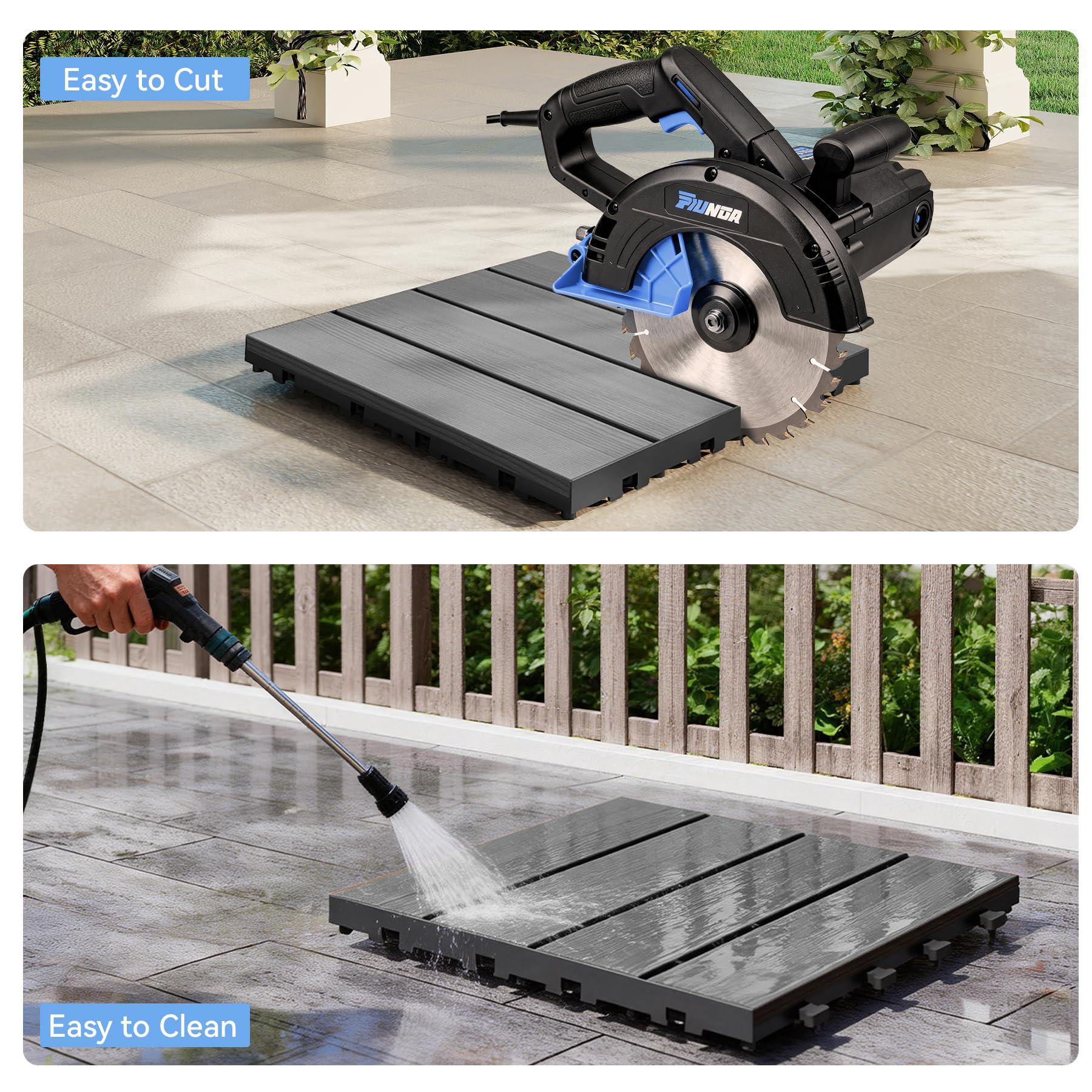 44 Pcs Interlocking Deck Tiles - HDPE Outdoor Flooring