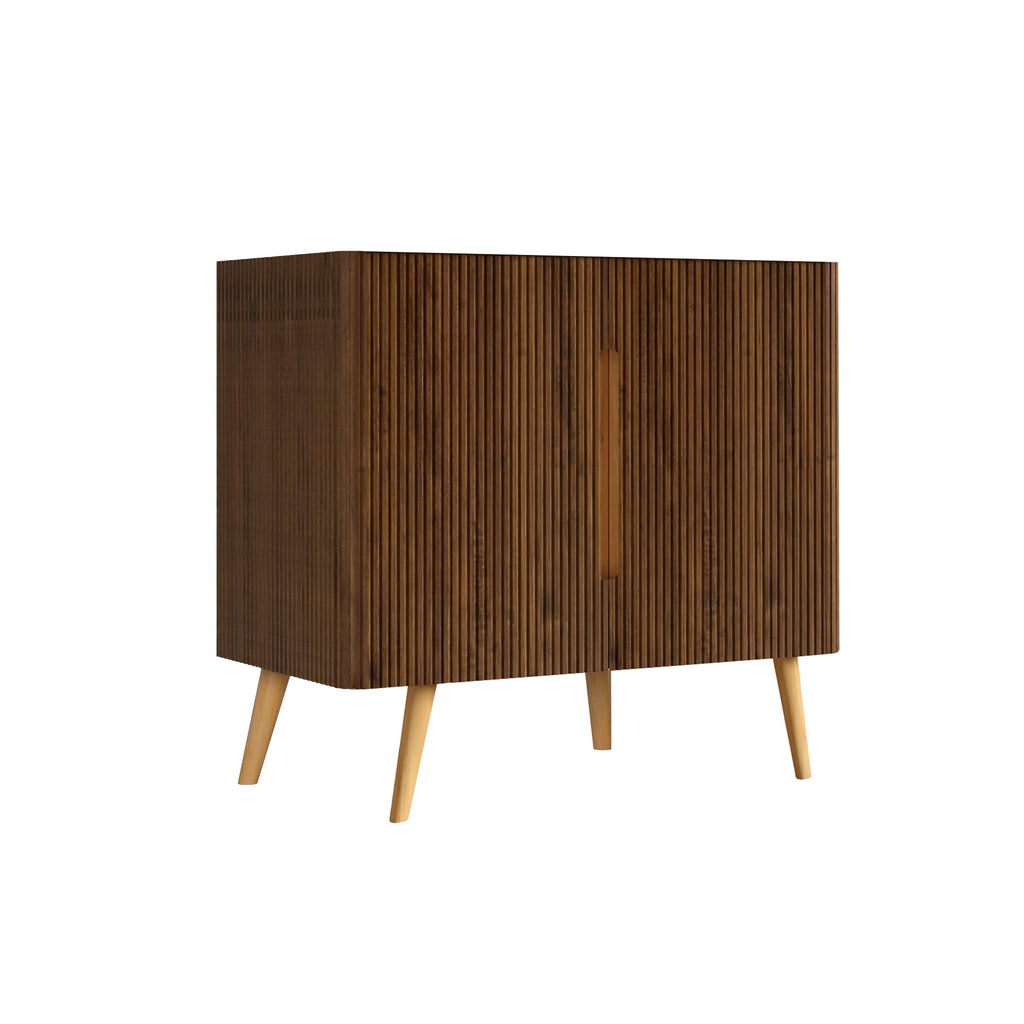 Etna 36-Inch Bathroom Vanity, Walnut Striped, Handless Modern Design