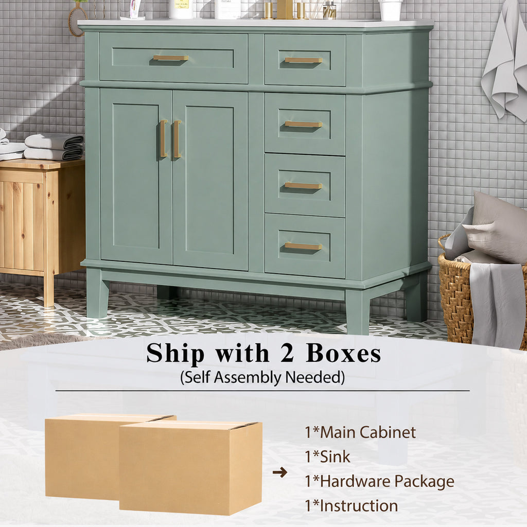 36" Light Green Modern Bathroom Vanity