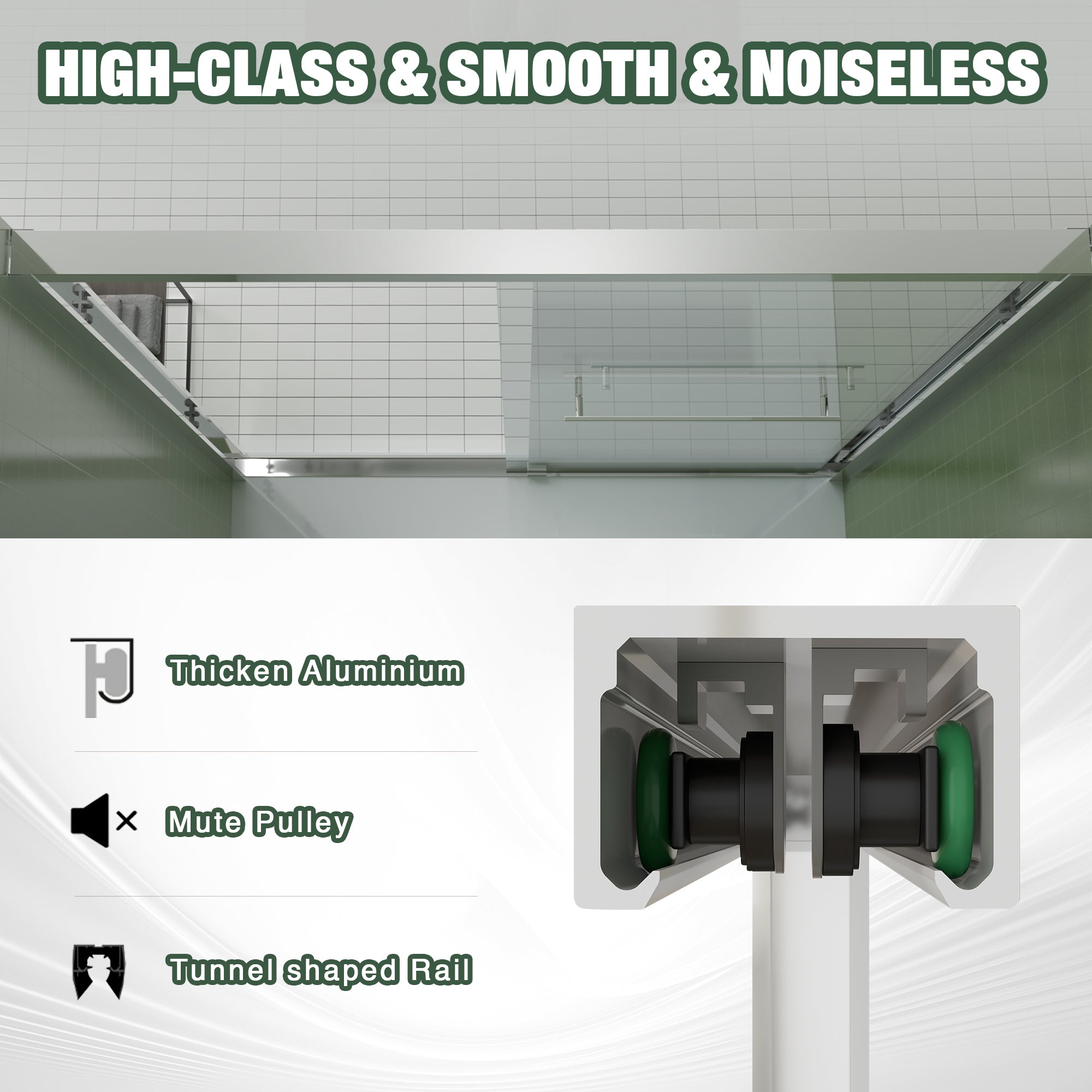 Aluminum Frame Double Sliding Shower Door