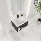 24" Wall-Mounted Floating Bathroom Vanity with Ceramic Sink