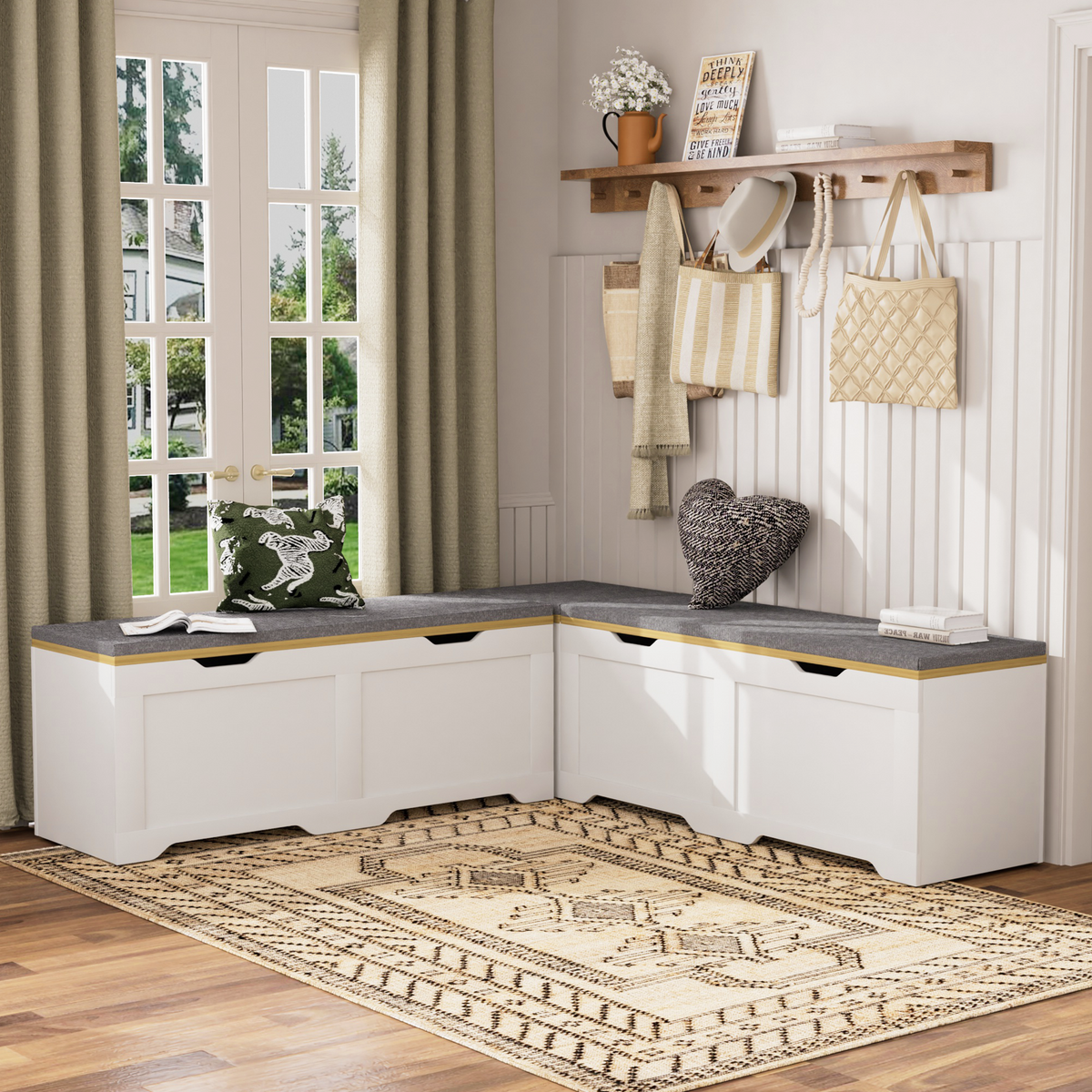 3-Piece L-Shaped Multi-Functional Storage Bench