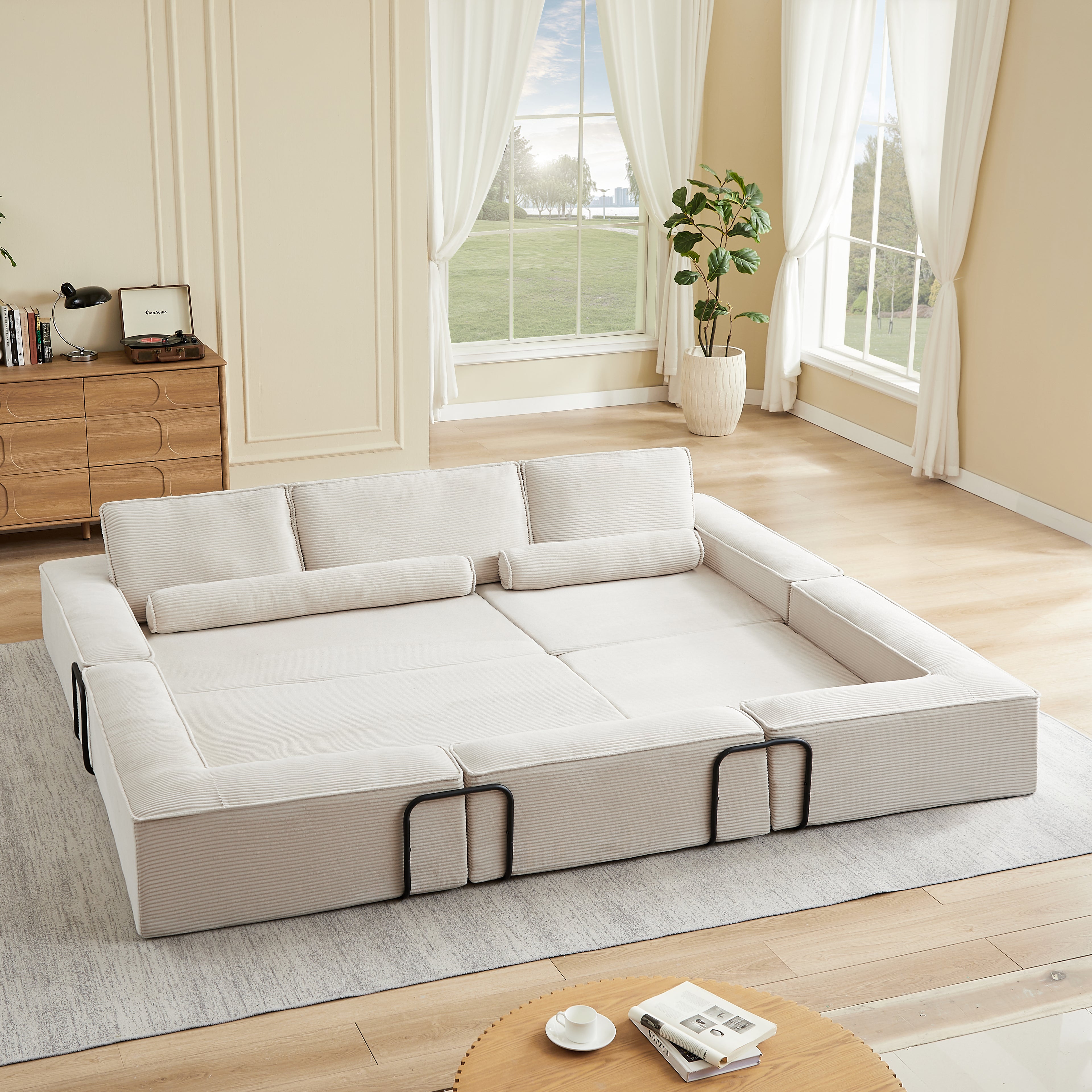 Large Modern Corduroy Sofa