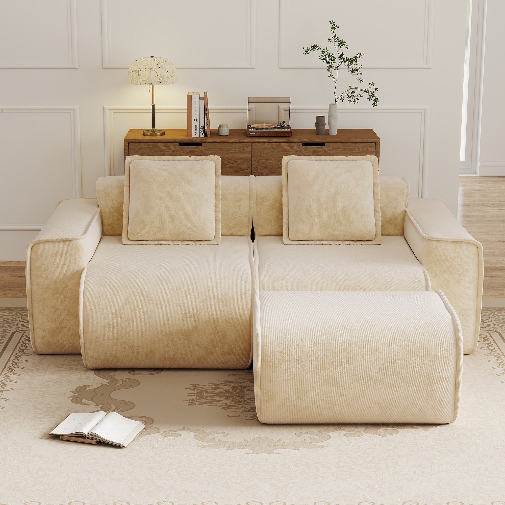 Streamlined Design Modular 2-Seat L Shape Sectional Sofa