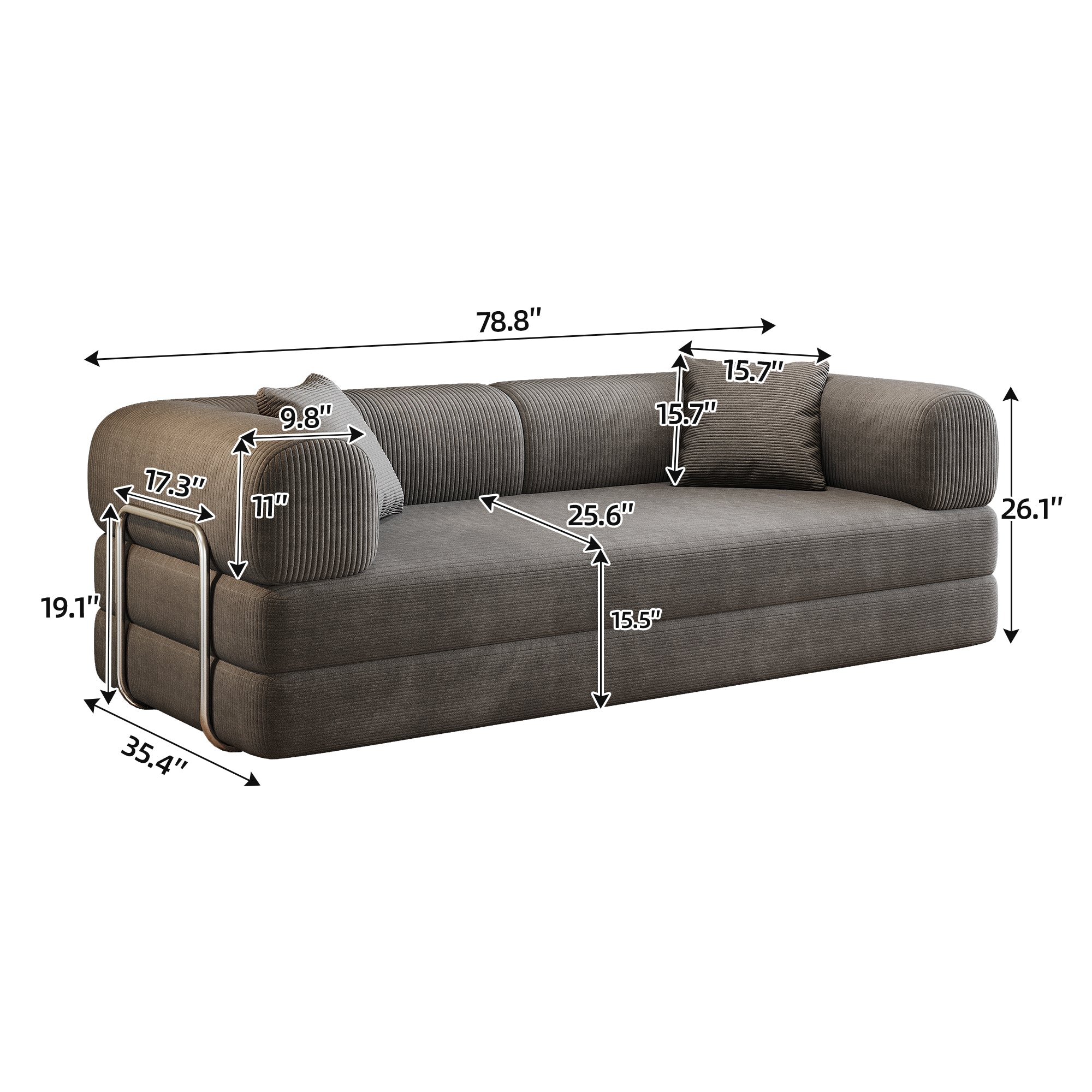 78.8" Compression Sofa Bed with Pillow Back Support