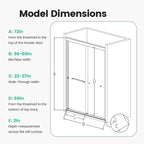 56"-60"W*72" H Semi-Frameless Double Sliding Shower Door