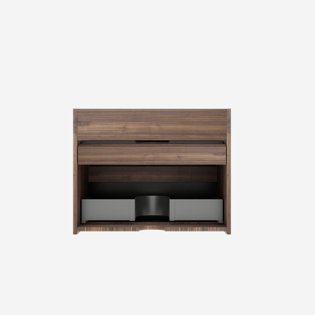 24-Inch Wall-Mounted Bathroom Vanity with Double Soft-Close Drawers, Walnut and Black
