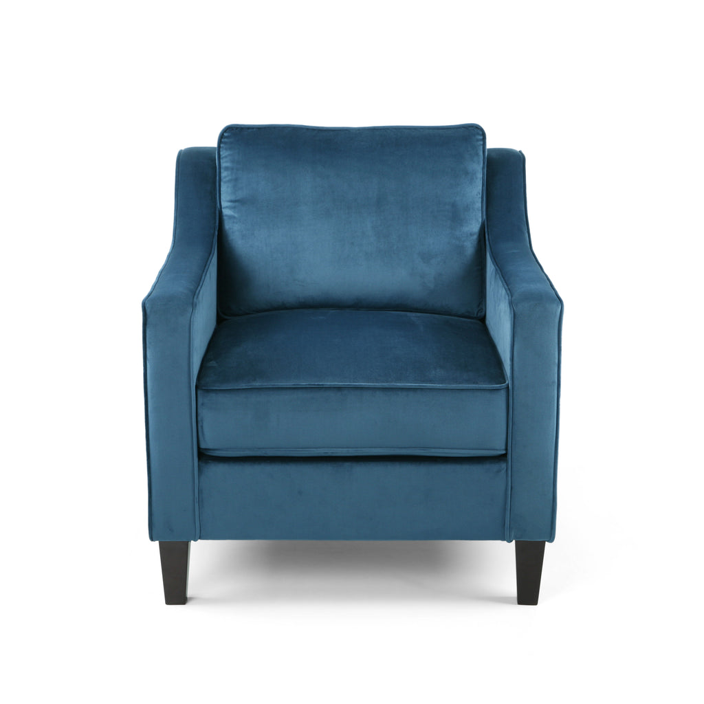 Blue Velvet Upholstered Club Chair