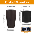 Set of 2 Faux Rattan Tall Planters
