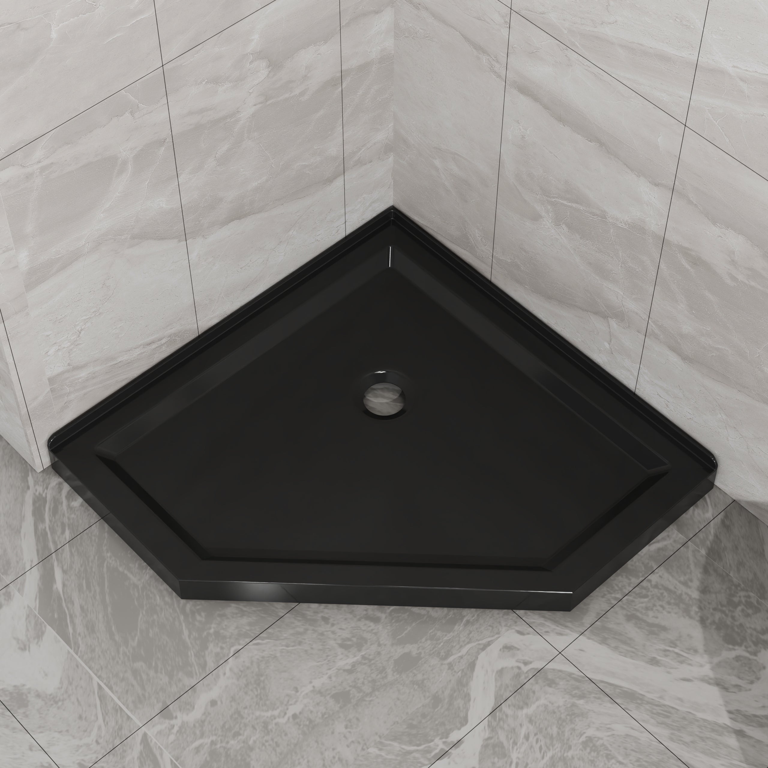 Goodyo 36 in. Corner Drain Neo-Angle Shower Base