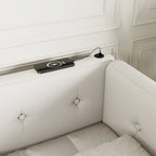 Upholstered Queen Size Platform Bed with USB Ports