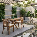 Outdoor Wooden Dining Chairs With Cushions, Set of 2
