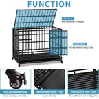 48 Inch Heavy Duty Indestructible Dog Crate with Wheels