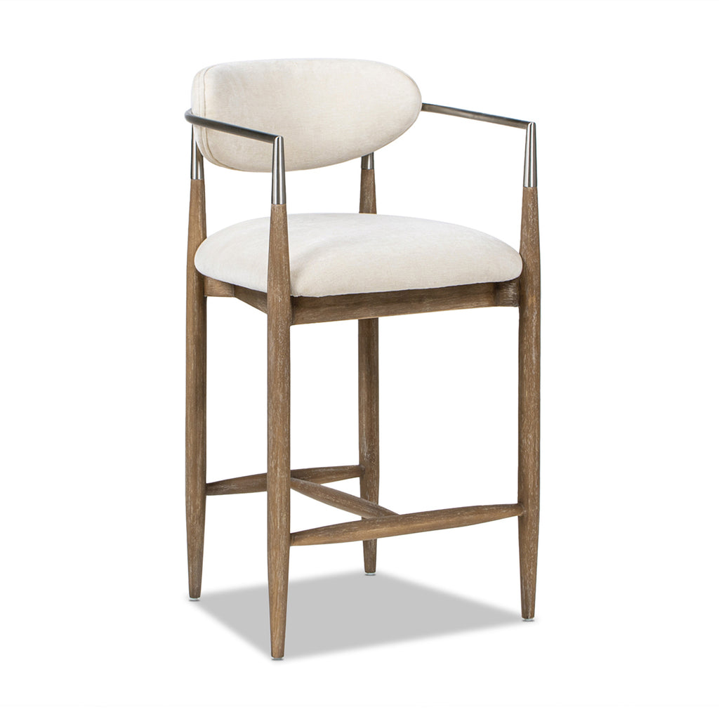 Artemis 26-Inch Counter Stool, Chenille Upholstered, White