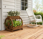 Outdoor Wooden Wagon Planter Box