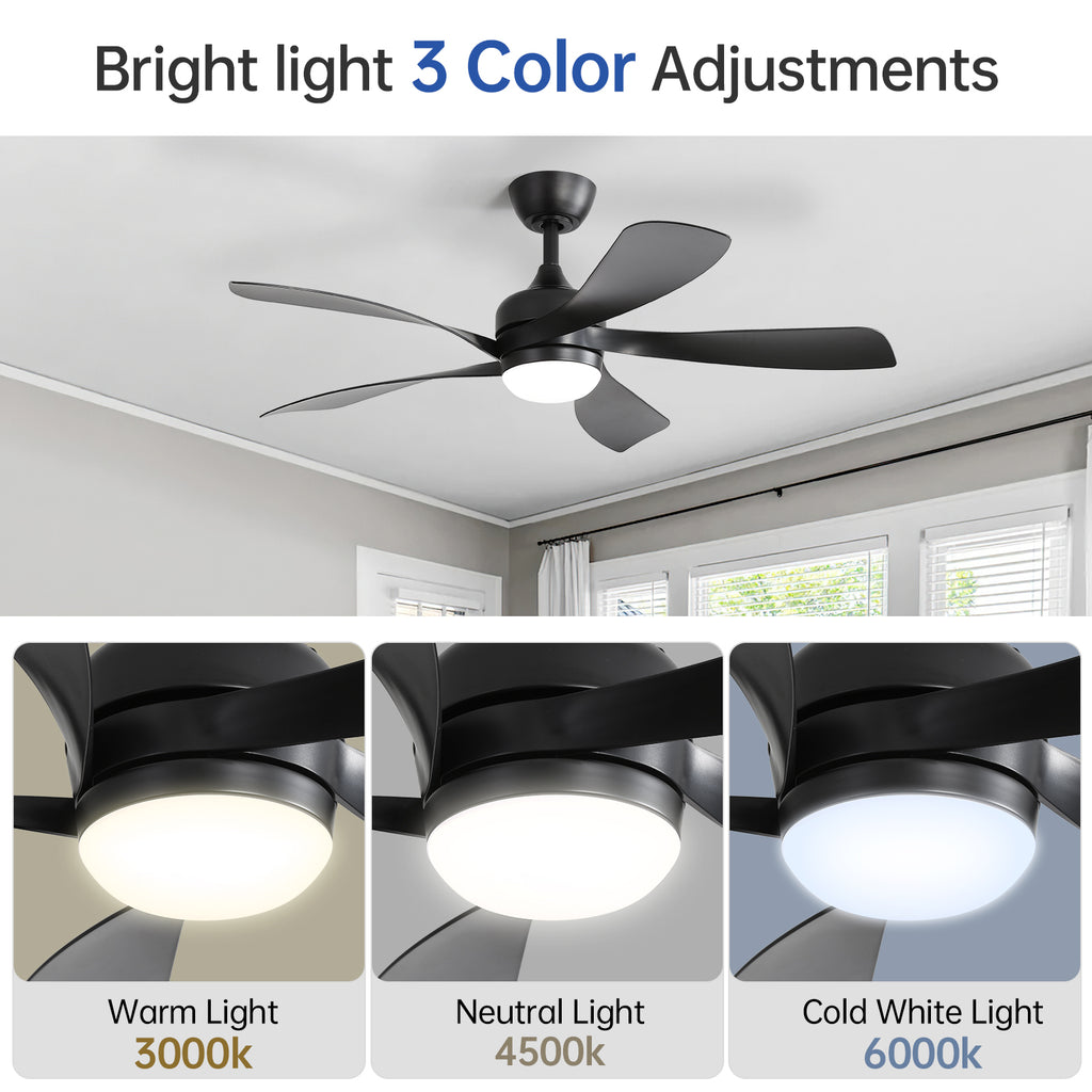 45 Inch Matte Ceiling Fan with LED Light
