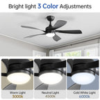 45 Inch Matte Ceiling Fan with LED Light