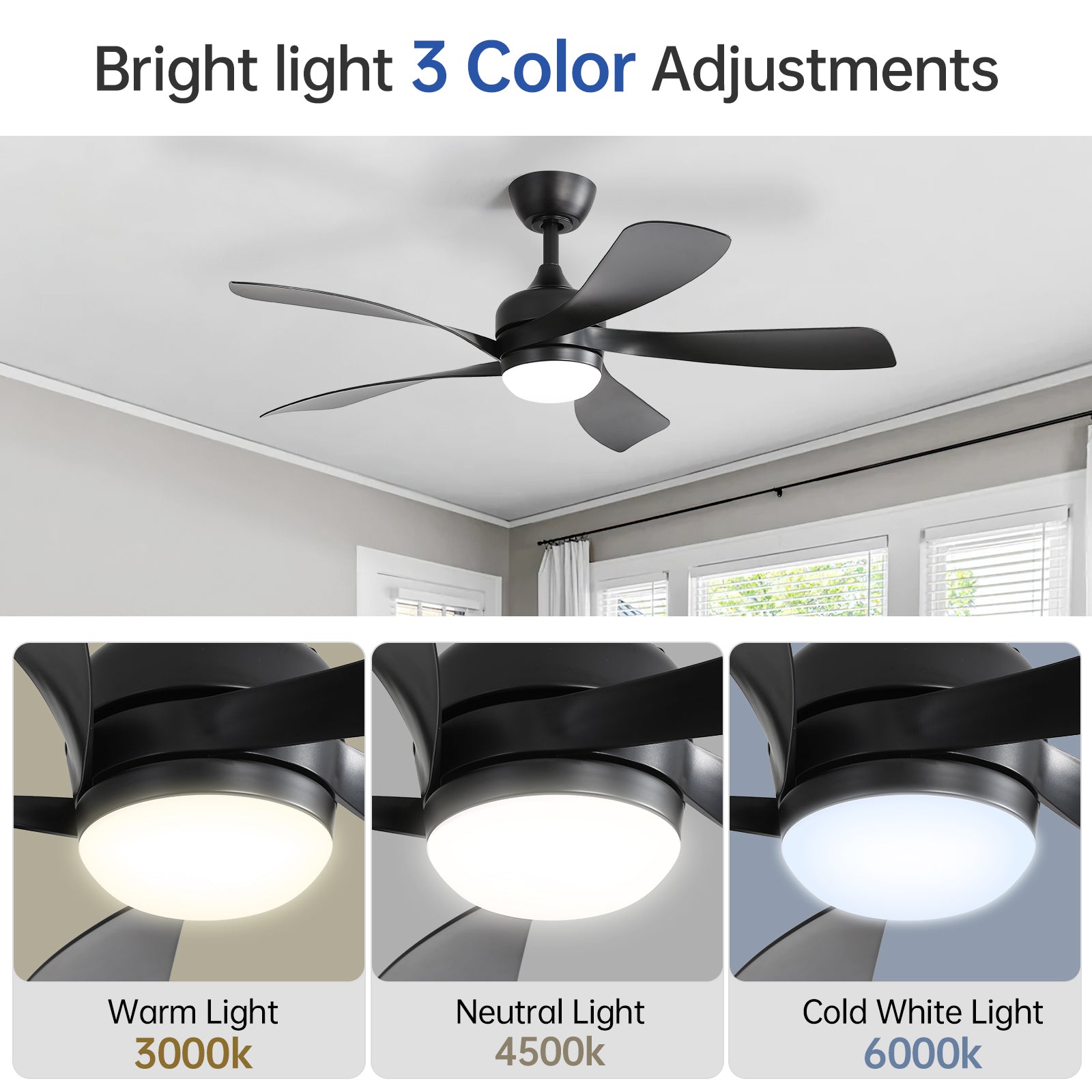 45 Inch Matte Ceiling Fan with LED Light