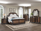 Traditional Style Faux Leather Upholstered King Sleigh Bed