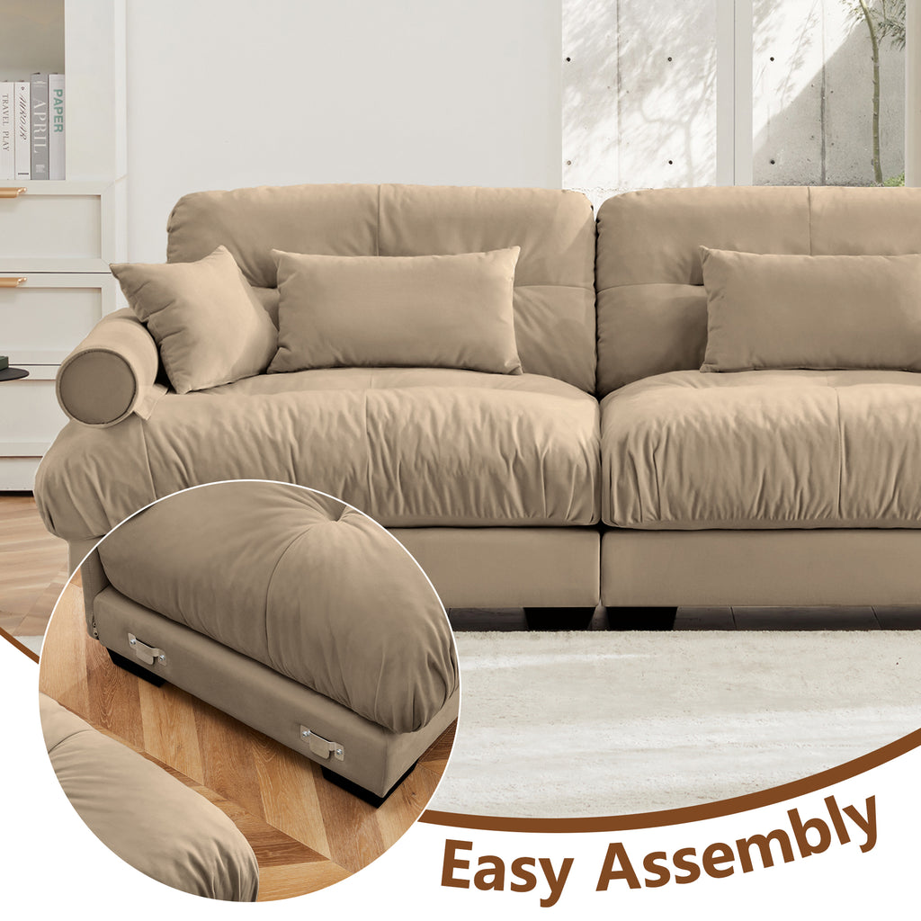 Large Size Modern Two-Seater Sofa with Bolstered Armrests