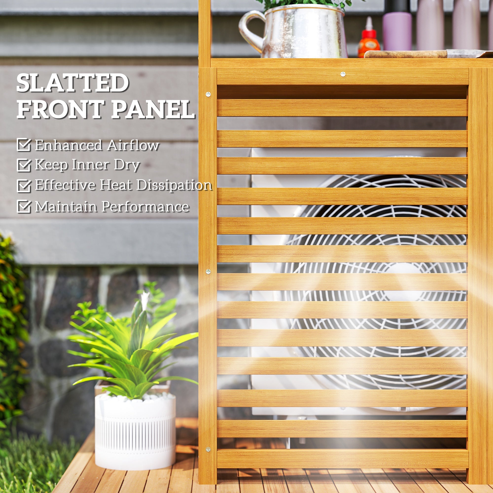 Outsunny Wood Air Conditioner Fence