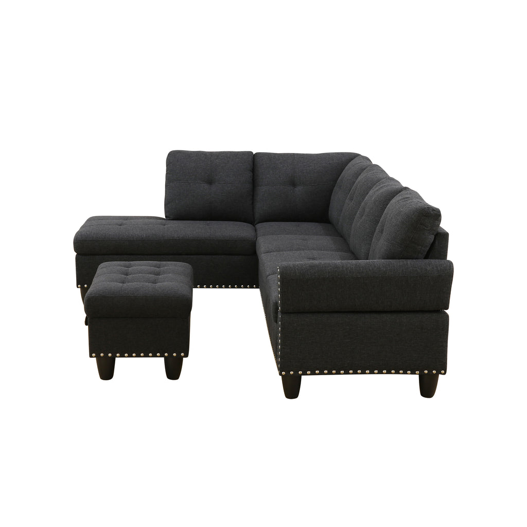 Reversible L-Shaped Sectional Couch with Storage Ottoman