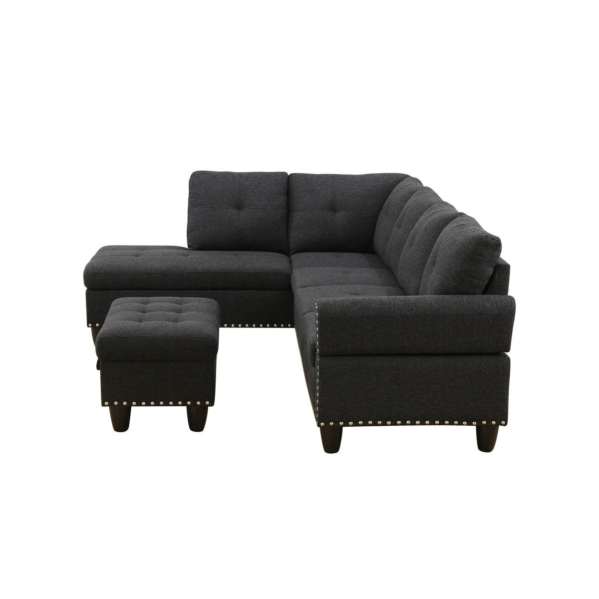 Reversible L-Shaped Sectional Couch with Storage Ottoman